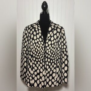 Chicos 1 Jacket Blazer Black Tan Spotted Pockets Lined Womens Size Medium